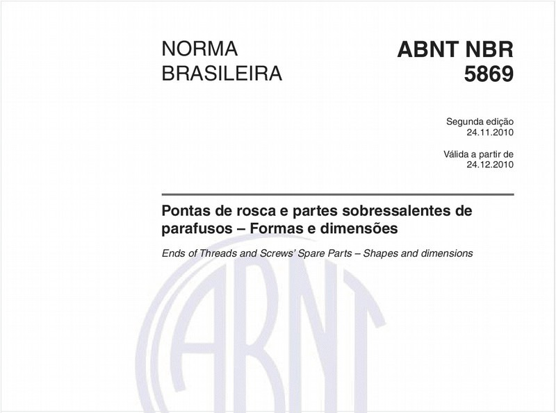 Pontas de rosca e partes sobressalentes de parafusos – Formas e dimensões