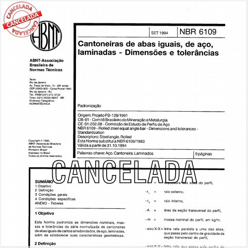 Cantoneiras de abas iguais, de aço, laminadas - Dimensões e tolerâncias