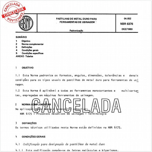 Pastilhas de metal duro para ferramentas de usinagem