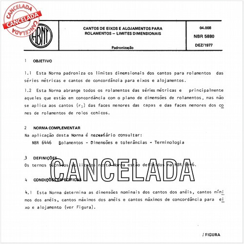 Cantos de eixos e alojamentos para rolamentos - Limites dimensionais