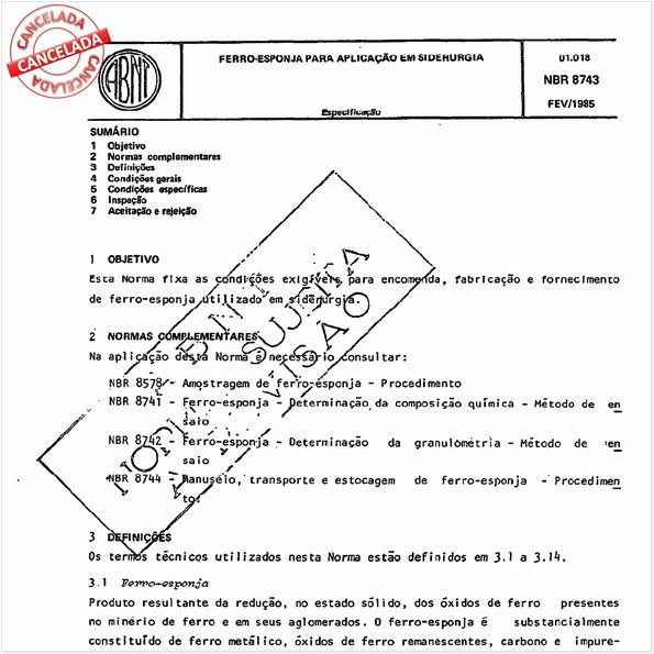 Ferro-esponja para aplicação em siderurgia