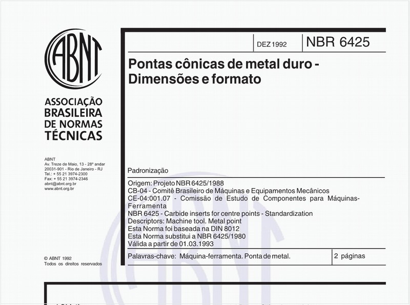 Pontas cônicas de metal duro - Dimensões e formato