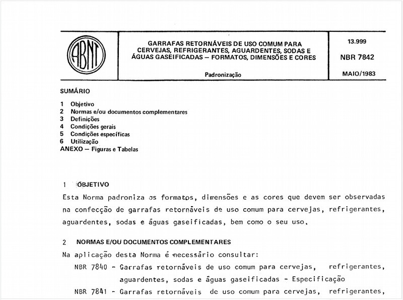 Garrafas retornáveis de uso comum para cervejas, refrigerantes, aguardentes, sodas e águas gaseificadas - Formatos, dimensões e cores