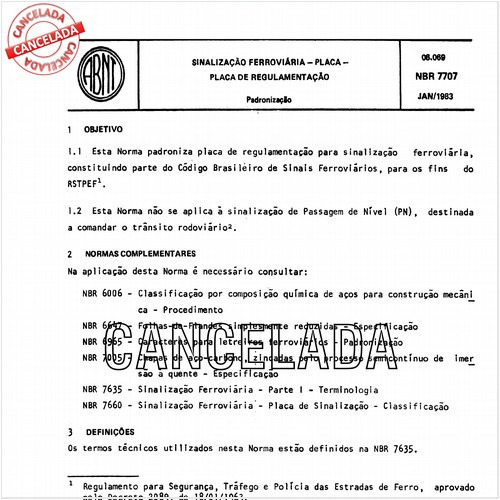 Sinalização ferroviária - Placa - Placa de regulamentação