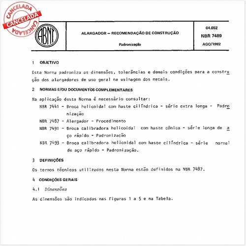 Alargador - Recomendação de construção