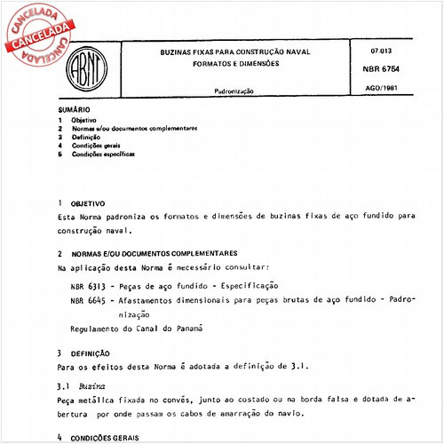 Buzinas fixas para construção naval - Formatos e dimensões