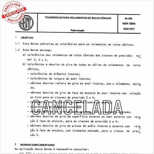 Tolerâncias para rolamentos de rolos cônicos