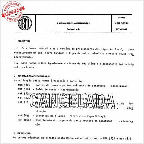 Prisioneiros - Dimensões