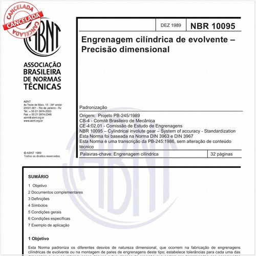 Engrenagem cilíndrica de evolvente - Precisão dimensional