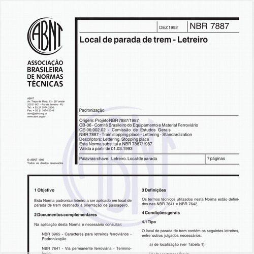 Local de parada de trem - Letreiro - Padronização