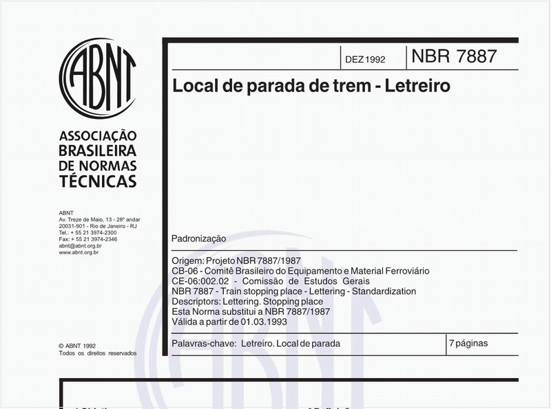 Local de parada de trem - Letreiro - Padronização