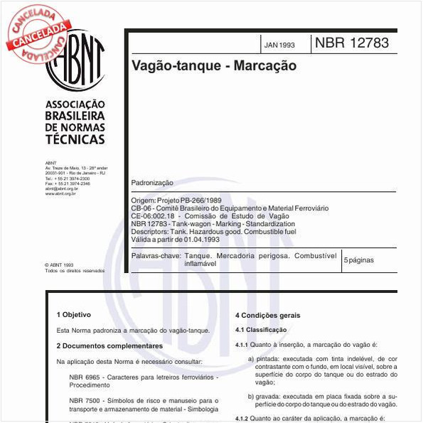 Vagão-tanque - Marcação - Padronização