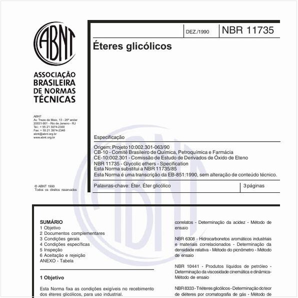 Éteres glicólicos - Especificação