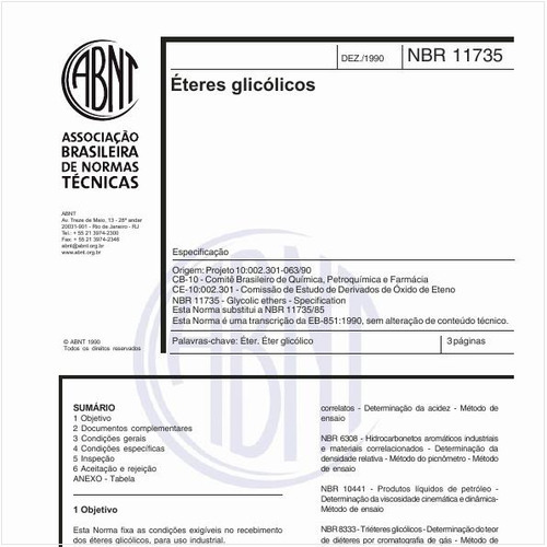 Éteres glicólicos - Especificação