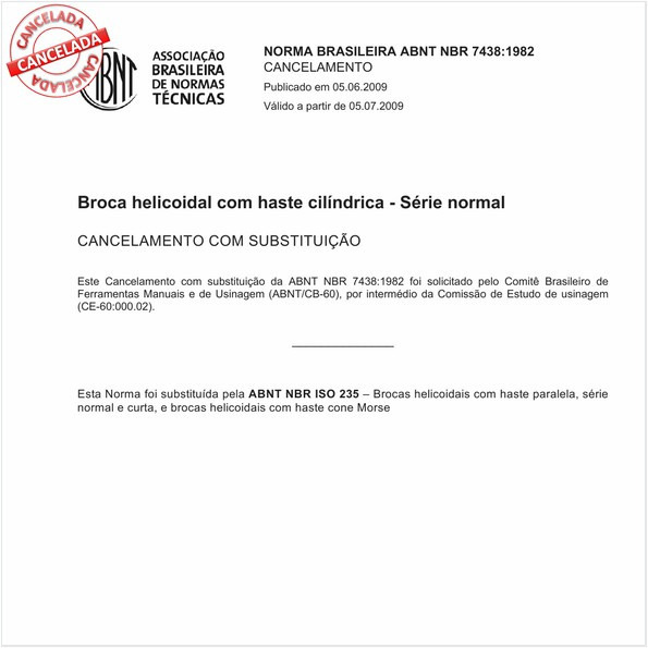 Broca helicoidal com haste cilíndrica - Série normal