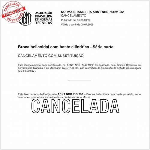 Broca helicoidal com haste cilíndrica - Série curta