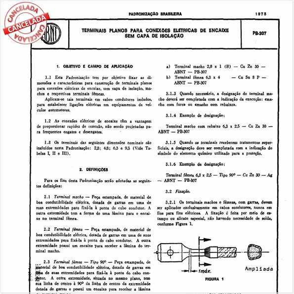 Terminais planos para conexões elétricas de encaixe sem capa de isolação