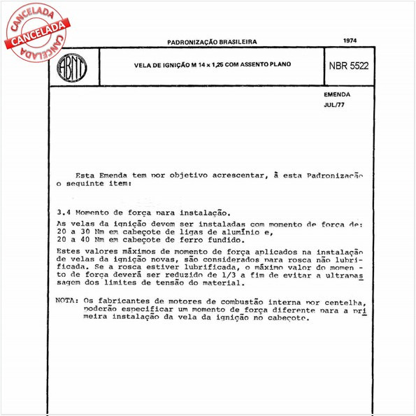 Vela de ignição M 14 x 1,25 com assento plano