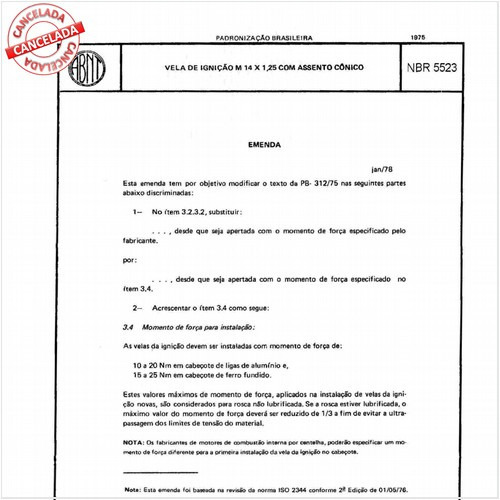 Vela de ignição M 14 x 1,25 com assento cônico
