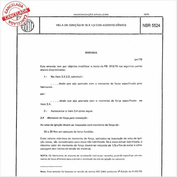 Vela de ignição M 18 x 1,5 com assento cônico