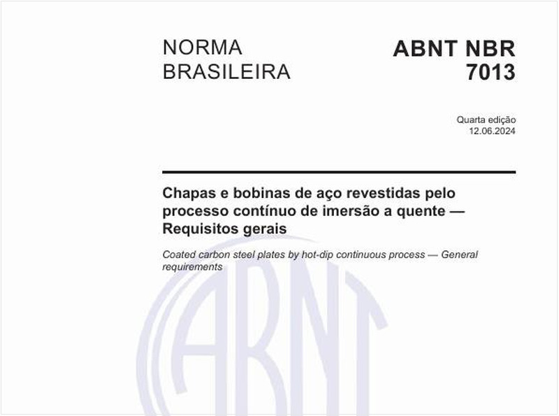 Chapas e bobinas de aço revestidas pelo processo contínuo de imersão a quente — Requisitos gerais