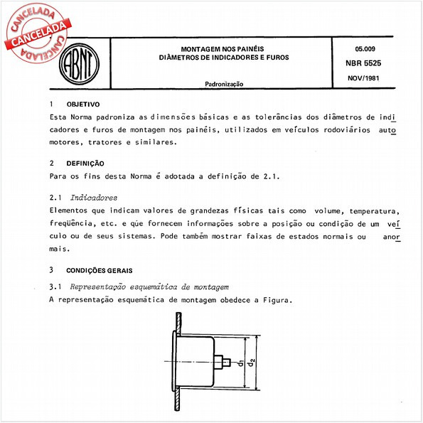 Montagem nos painéis - Diâmetros de indicadores e furos
