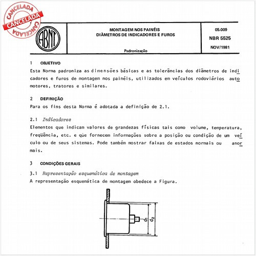Montagem nos painéis - Diâmetros de indicadores e furos