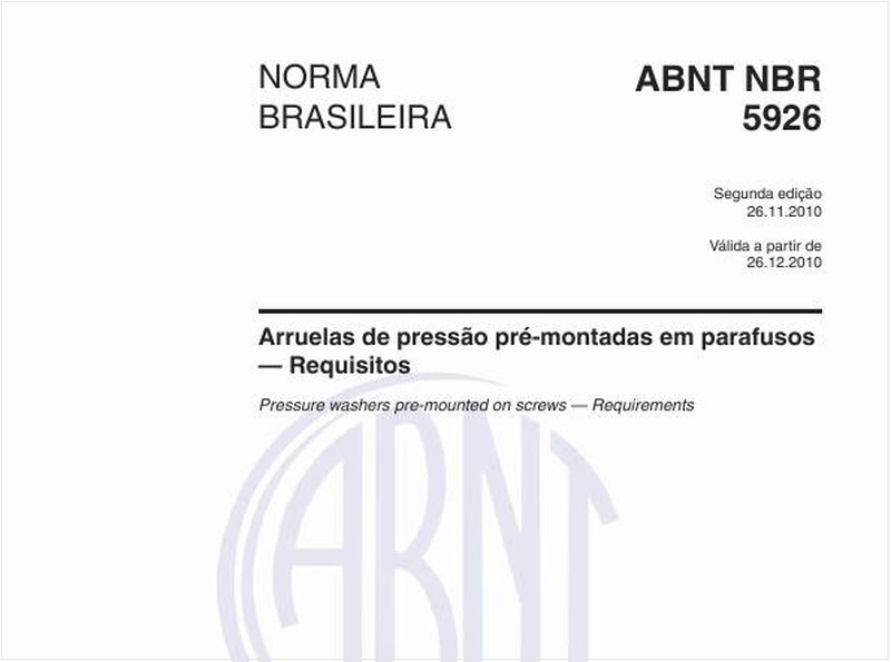 Arruelas de pressão pré-montadas em parafusos — Requisitos