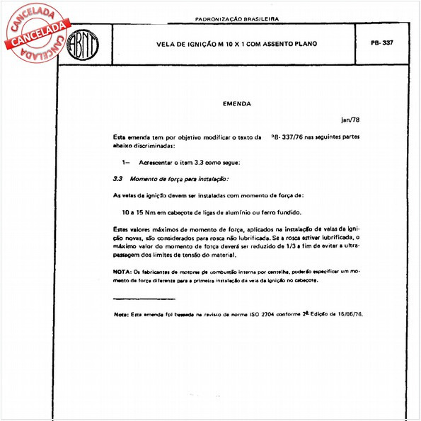 Vela de ignição M 10 x 1 com assento plano