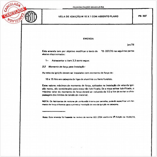 Vela de ignição M 10 x 1 com assento plano