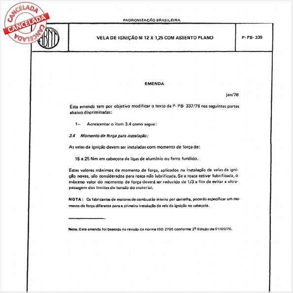 Vela de ignição M 12 x 1,25 com assento plano