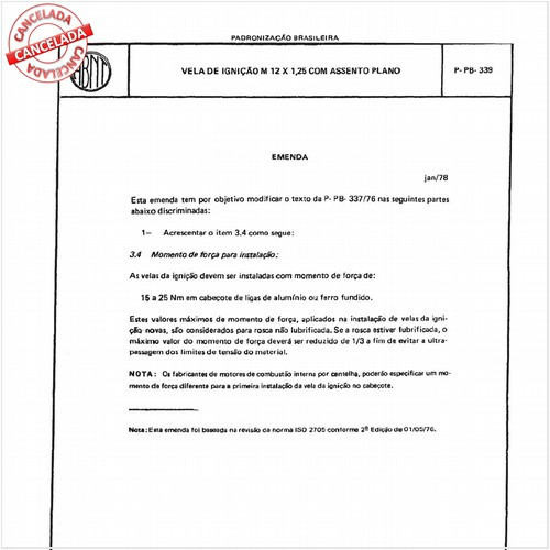 Vela de ignição M 12 x 1,25 com assento plano
