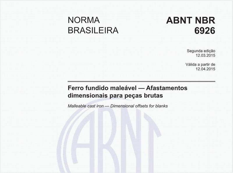 Ferro fundido maleável - Afastamentos dimensionais para peças brutas