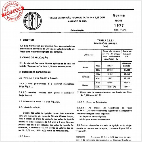 Velas de ignição "compacta" M 14 x 1,25 com assento plano
