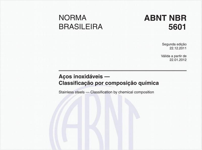 Aços inoxidáveis — Classificação por composição química
