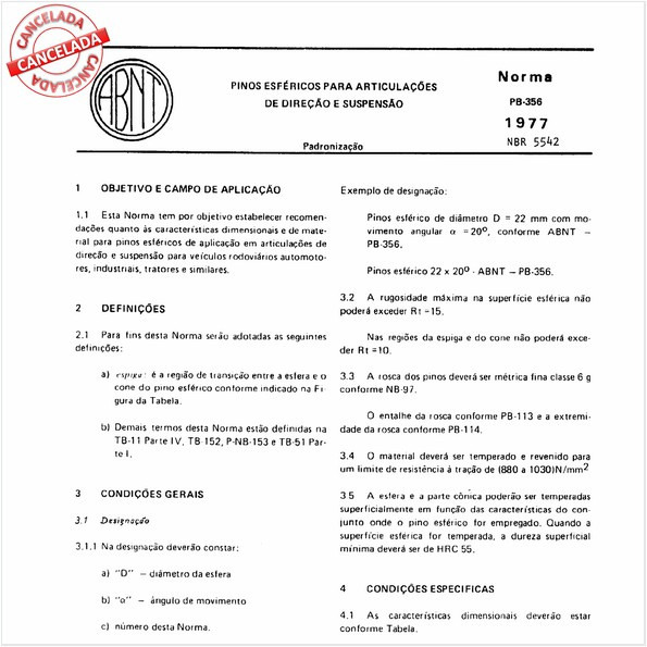 Pinos esféricos para articulações de direção e suspensão