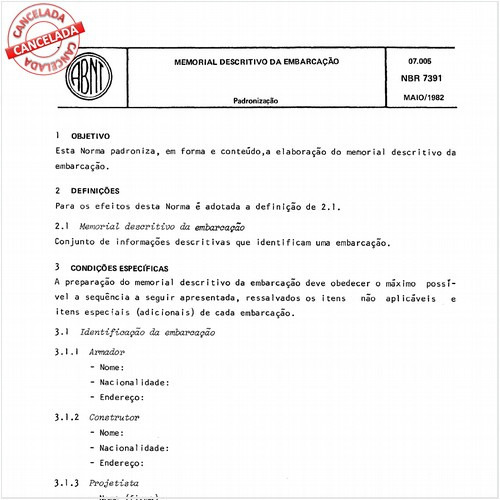 Memorial descritivo da embarcação