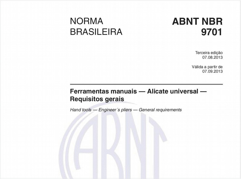 Ferramentas manuais — Alicate universal — Requisitos gerais