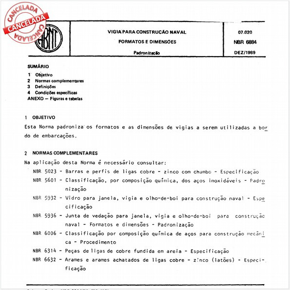 Vigia para construção naval - Formatos e dimensões