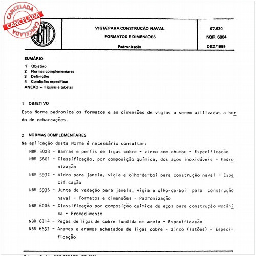 Vigia para construção naval - Formatos e dimensões