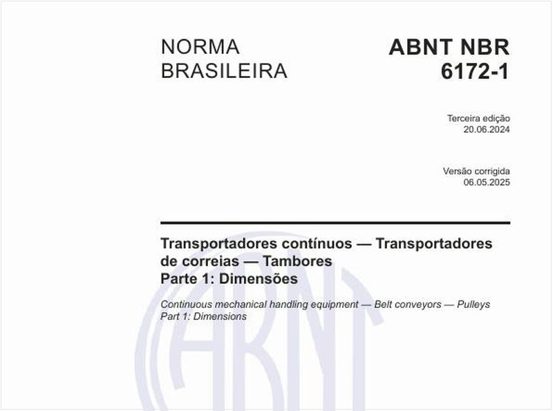 Transportadores contínuos — Transportadores de correias — Tambores - Parte 1: Dimensões