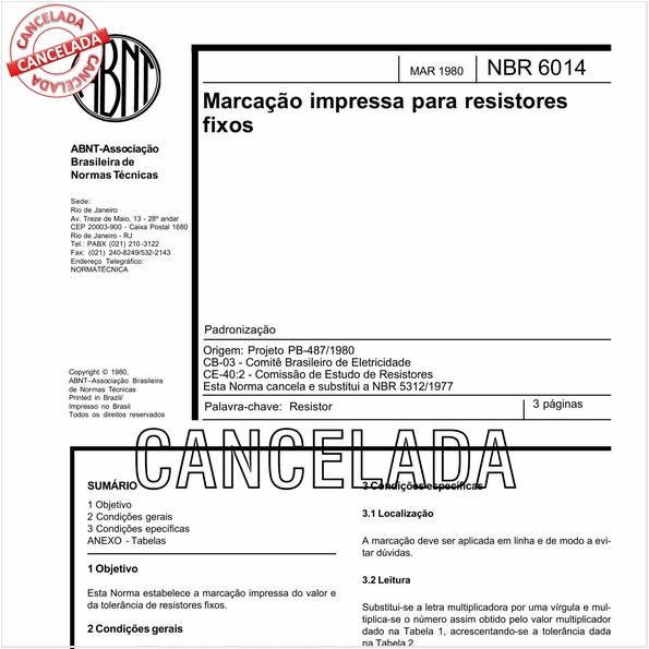 Marcação impressa para resistores fixos