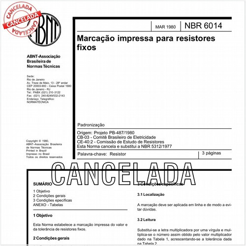 Marcação impressa para resistores fixos