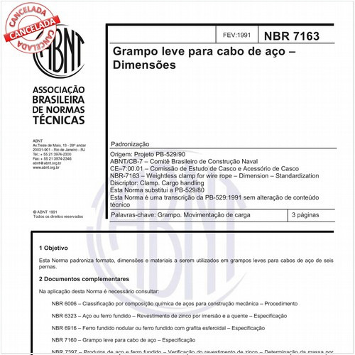 Grampo leve para cabo de aço - Dimensões