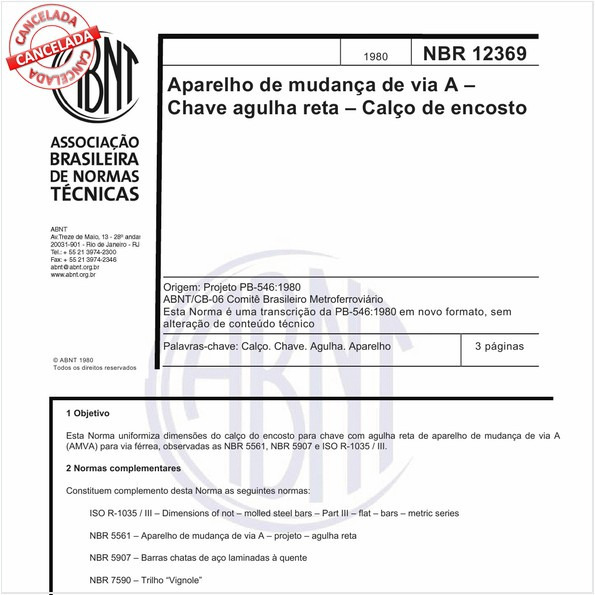 Aparelho de mudança de via A - Chave - Agulha reta - Calço de encosto