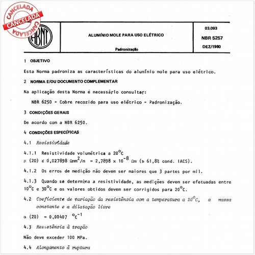 Alumínio mole para uso elétrico