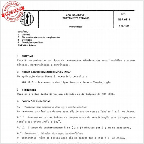 Aço inoxidável - Tratamento térmico