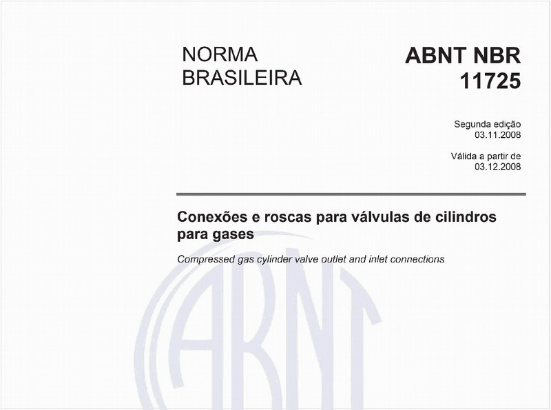 Conexões e roscas para válvulas de cilindros para gases