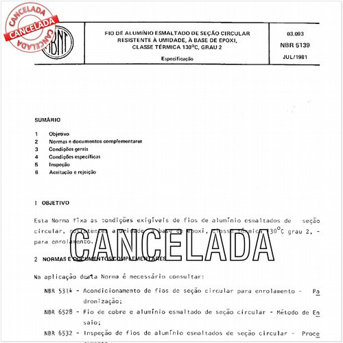 Fio de alumínio esmaltado de seção circular, resistente a umidade, a base de epóxi, classe térmica 130 graus Celsius, Grau 2
