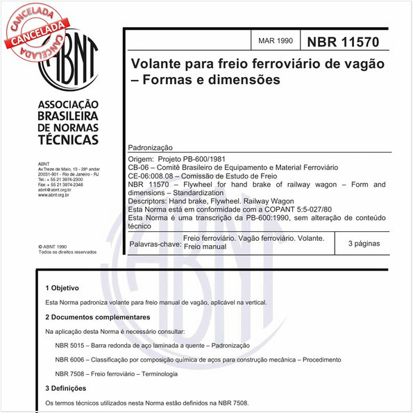 Volante para freio ferroviário de vagão - Formas e dimensões